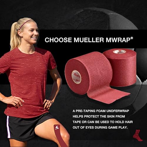 Image of Mueller Sports Medicine MWrap, Pre Wrap, Athletic Tape Underwrap for Sports, Hair, Ankles, Wrist, Hands and Knees, Water-Resistant, Latex Free, 2.75 inch x 21.4 Yards Per Roll, 2 Rolls