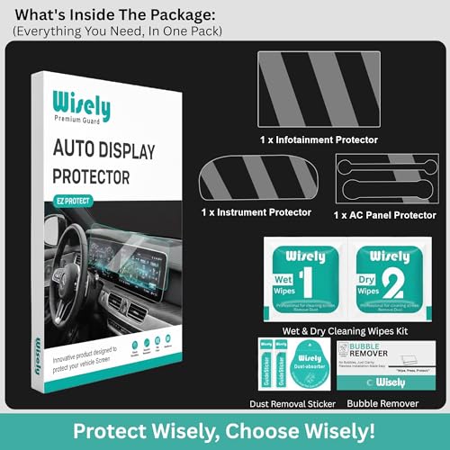 Image of Wisely 3Pcs - Screen Guard for MAHINDRA SCORPIO N (2022-26+) Car 8 Inch Infotainment Display System Protector + 10.25 inch MID + AC Panel - Stereo Accessories - Touch Responsive - HD Clear