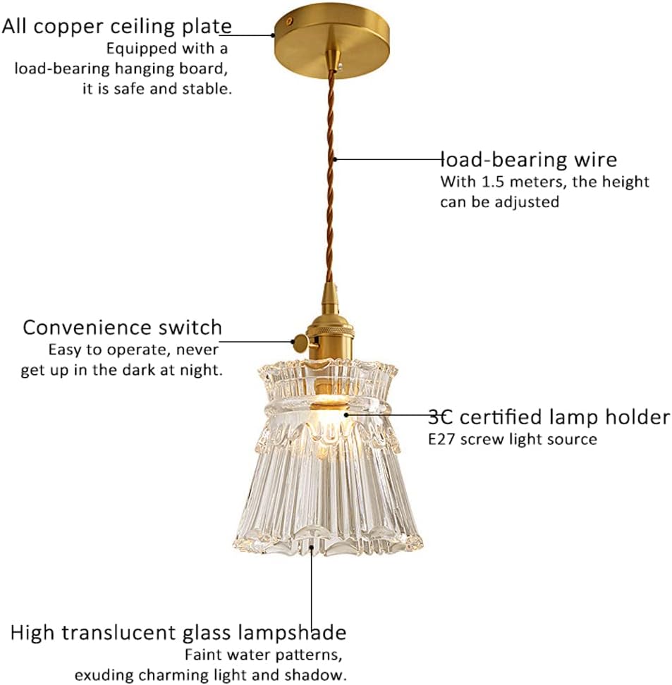 Modern Creativity Glass Lights Fixtures Hanging Lamp Copper Brushed Finish Light Fixture for Kitchen Island Bedroom Dining Room Coffee Shop Hallway Hotel/E