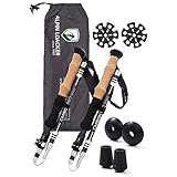 Alpin Loacker PRO Series - Bastones de senderismo (altura regulable, mango de corcho, 115-135 cm, incluye accesorios)