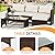 Shintenchi 3-Piece Outdoor Patio Furniture Sets, Wicker Patio Conversation Sets, All Weather Wicker Rattan Patio Seating Sofas with Glass Coffee Table and Cushion, Beige