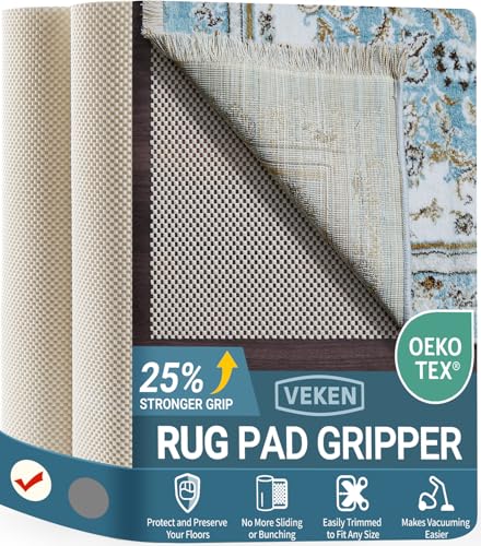 Veken 9x12 Ft Rug Pad Gripper for Hardwood Floors, Non Slip Rug Pads for Area Rugs, Thick Rug...