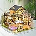 GuDoQi DIY Miniature Dollhouse Kit, Tiny House kit with Music, Miniature House Kit 1:24 Scale, Great Handmade Crafts Gift for Birthday Christmas Day, Vintage Courtyard