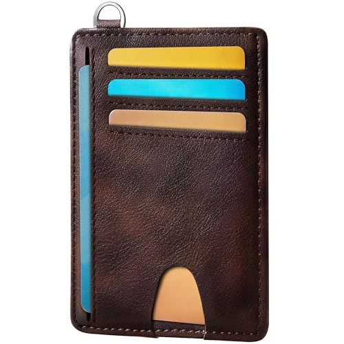Image of Mayski Slim Wallet, Credit Card Holder for Women, Minimalist Front Pocket RFID Blocking Card Cases, Small Wallet Women Men(MF Brown)