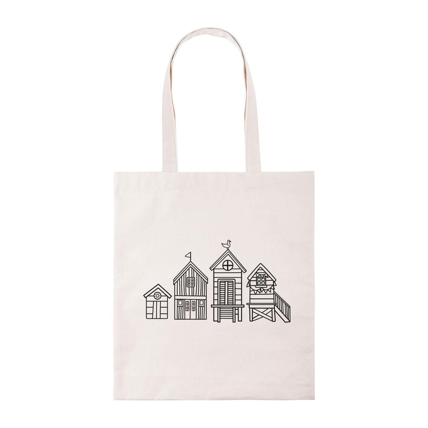 New Spirit Original Black row of beach huts tote bag, beach bag, reuasable bag, shopping bag