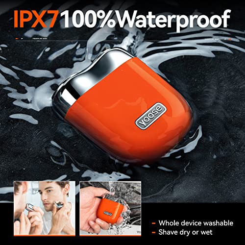 Yoose Mini Rotary Shaver, Electric Razor For Men, Alloy Body & Magnetic Shaving Head, Close Shave, Ipx7 Waterproof, Usb C Rechargeable, Cordless Electric Razor With Travel Case, Ideal Gift, Orange #TOP3