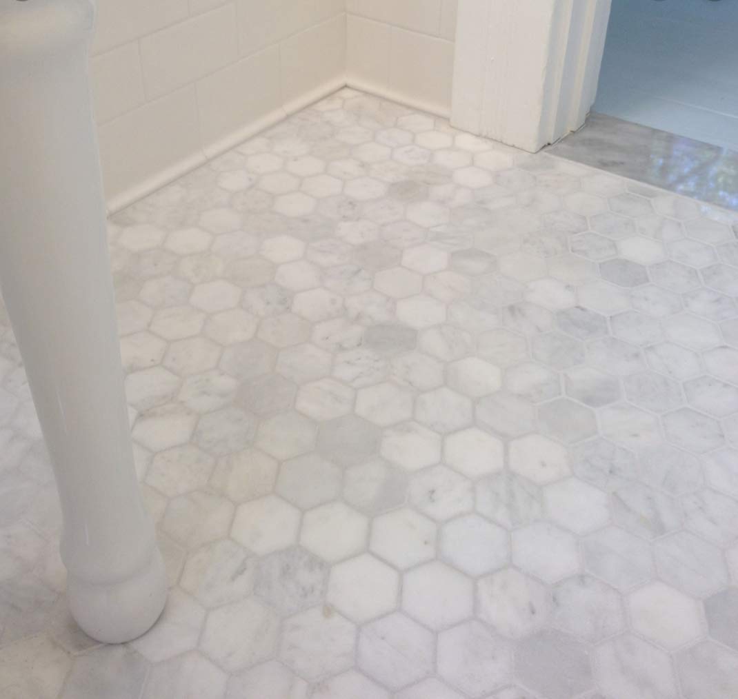 Carrera Carrara Marble Tile Hexagon 3 Inch Hex Bathroom Shower Floor