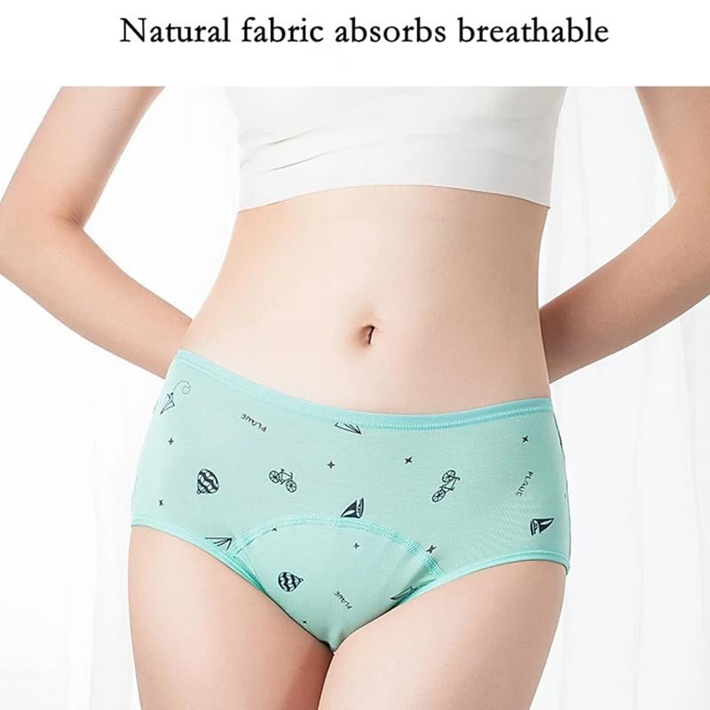 Braguitas de Cintura Baja para El Período Kit de Inicio para Adolescentes Bragas Absorbentes con Flujo Abundante Bragas a Prueba de Fugas Ropa Interior Estilo Hipster 6 Piezas Multicolor M