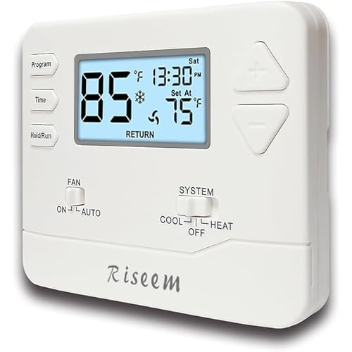 Programmable Thermostat, Single-Stage, 1 Heat/1 Cool, Energy-Saving Thermostat for Home Comfort, White Backlight