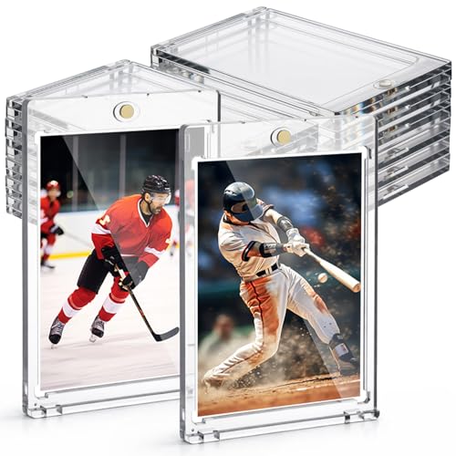 AOZUO 100 Pt Magnetic Card Holders 30ct One Card Touch Holder Clear Protectors Plastic Baseball Cards Protectors Magnetic Cards Case for Sports Baseball Trading Carding Storing Displaying