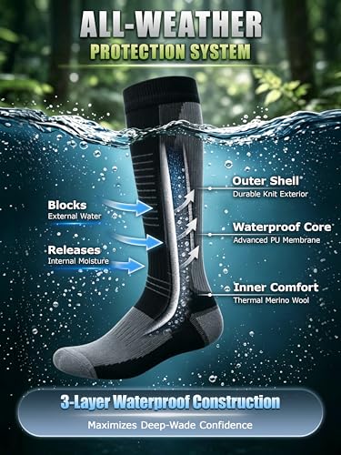 Image of RANDY SUN Waterproof Socks, Unisex Hiking Wading Trail Running Kayaking Crew Socks