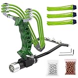 Goldboy Wrist Rocket Slingshots, Powerful Folding Hunting Slingshot for Adults, Professional Slingshot with 3 Rubber Bands Replacement and 120 Ammo Balls (Green)
