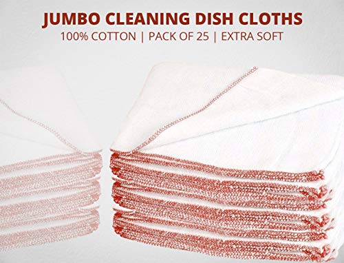Milosc New Extra Large Jumbo Dish Cleaning Cloth 100% Cotton Super Absorbent White Dish Kitchen Cleaning Cloth Washable Reusable Cloth (20) - Image 4