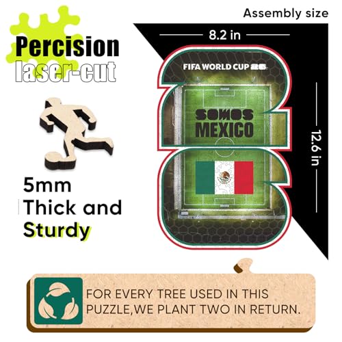 Image of FIFA Mexico 26 Wooden Puzzle for Adult, 200 Pieces Irregular Shape Puzzle, 5MM Thick,Creative Collectible Gift for Fans, Officially Licensed Product, 9.3 x 12