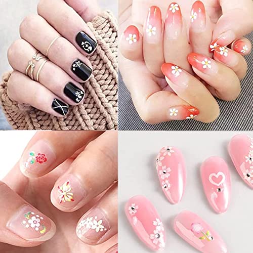 30 Sheets Flower Nail Art Stickers 3D Self Adhesive Nail Decals Colorful Daisy Floral Bow Tie Heart Designs Nail Sticker For Women Girls Acrylic Nails Diy Manicure Decorations #TOP6