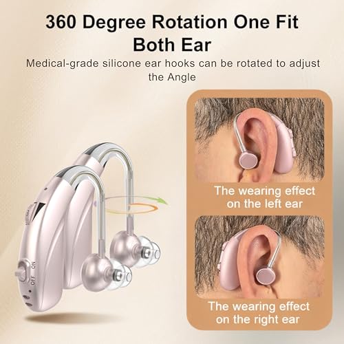Image of FASTWELL F28-2 Unit for Both Ear Digital Advanced Rechargeable Hearing Aid for Adults with Hearing Loss | |Digital Noise Reduction | (Rose Gold-Pair) | 1-Year Warranty
