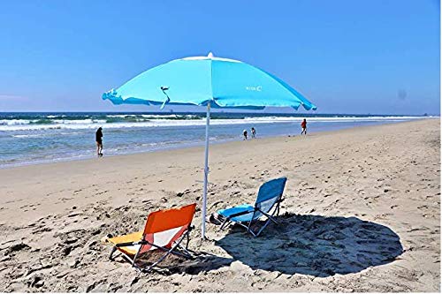 2 Pack Orange Beach Chair + 1 Pack Blue Beach Umbrella