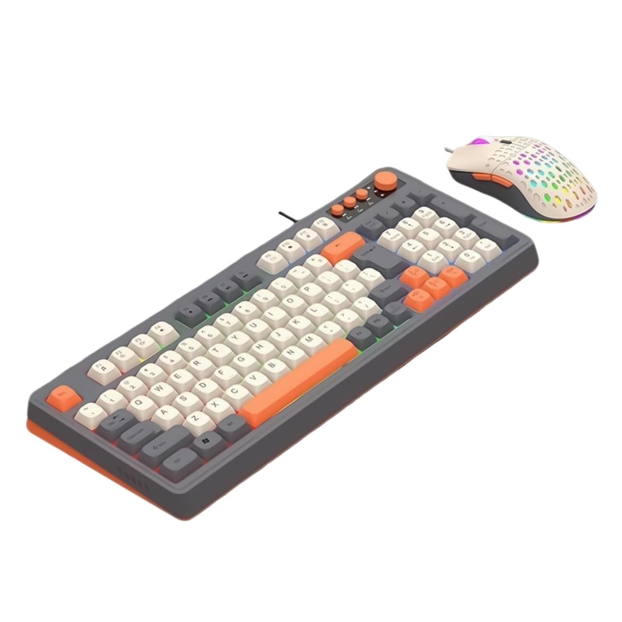 Klawiatury I Myszy Podświetlana Klawiatura Do Gier Mysz USB Klawiatura Przewodowa Do Komputera PC Klawiatura Do Podłączenia Przewodu Zestawy Klawiatura I Mysz(White Gray Orange)