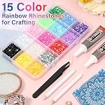 B-7000 Coller avec 15000Pcs Craft Strass, résine Jelly Strasstones Plat Back Gems Cristaux pour artisanat Bling avec colle de tissu pour l'artisanat Tumblers, Chaussures de mariage Graduation Cap Decor