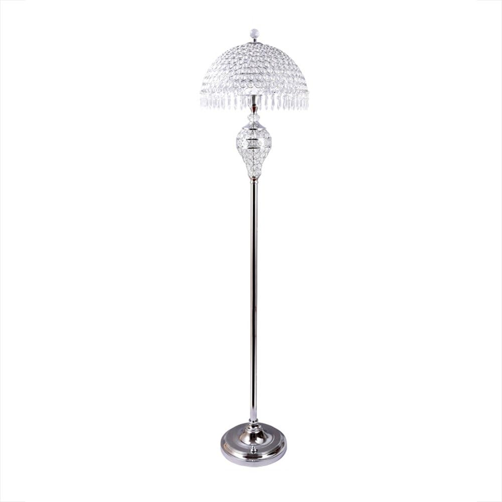 Hsyile Lighting KU300189 Luxury Wedding European Crystal Floor Lamp for Living Room,Bedroom,Office,Chrome Finish,1 Light