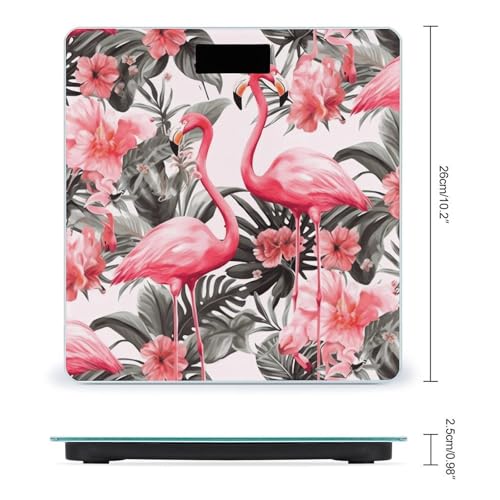 Báscula Digital de Vidrio Templado Impresa Floral Flamingo miniatura 2