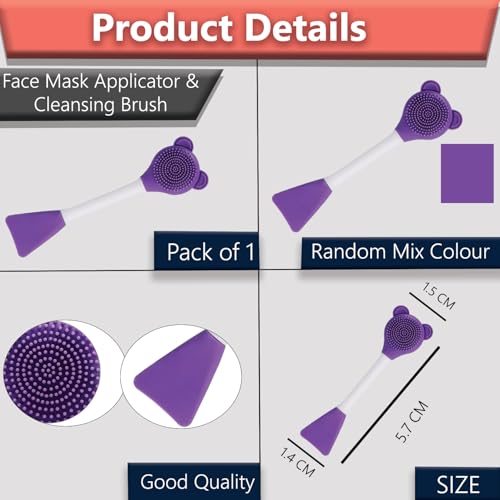 Image of TEMPERIA (1 pcs) 2 in 1 Silicone Face Scrubber Brush for Men & Women - Facial Massager Tool for Cleansing - Exfoliating Brush for Face Wash Scrub (Random Colors) (MN02)