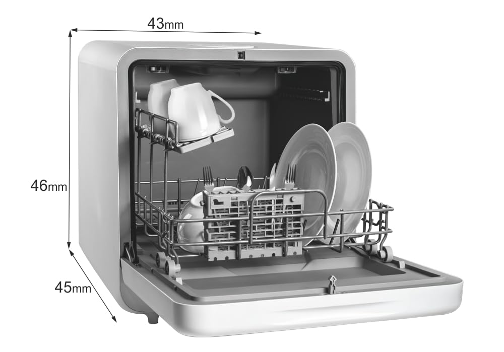 Yolco DWM01 Tragbare Mini Spülmaschine 5L Wassertank – Kompakte Tischgeschirrspüler ohne Festwasseranschluss, 230V, Ideal für Camping, Wohnmobil & Kleine Küchen