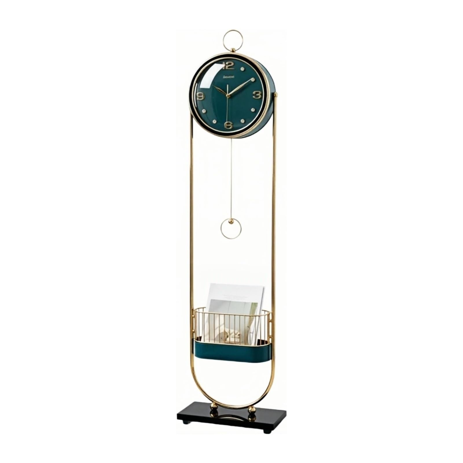 Lizhuzhuzs28 Green Home Metal Floor Standing Clock Quartz Silent Décor
