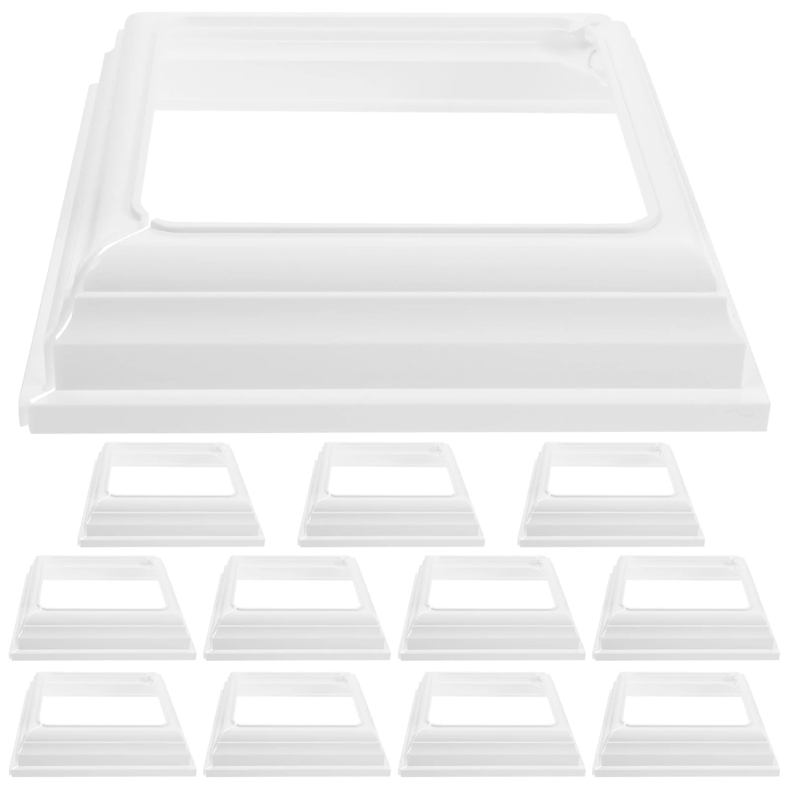12 Pcs Plastic Base Split Design Ladder End Covers Fence Column Wraps Porch Deck Railing Post Sleeve Sturdy Supports Storage Box for Fence