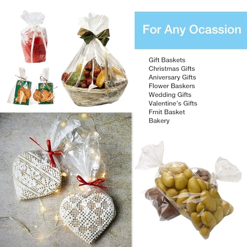 Tytroy Gift Wrapping Clear Cellophane FOLDED Roll for Gift Baskets, Christmas Wrapping Arts and Crafts (20" Roll contains 40 in x 100 ft Cellophane)