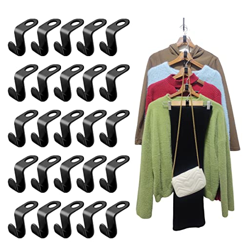 Clothes Hanger Connector Hooks,Plastic Cascading Hanger Hooks Extender Clips Connection Hooks,Space Saving Wardrobe Clothing Outfit Hangers Hooks for Organizer Closet Cabinet (100pcs Black)