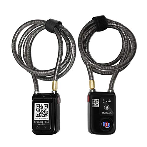 Bike Chain Locks w. Alarm - Nulock Smart Bluetooth Lock Keyless Waterproof Anti-Theft Bicycle Cable Lock with App Control iOS/Android for Motorcycle and Gate (6 feet Braided Steel Frekis) - Thumbnail 7