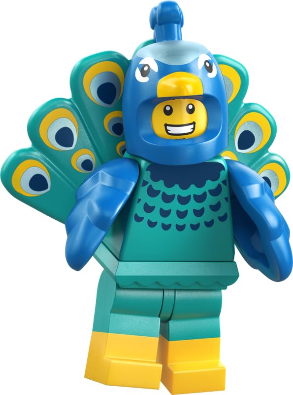 Lego 71050 Peacock Series 28 Animal Costume, Single Minifigure (Lego 71050), Peacock Costume, 3 cm x 11 cm x 9 cm
