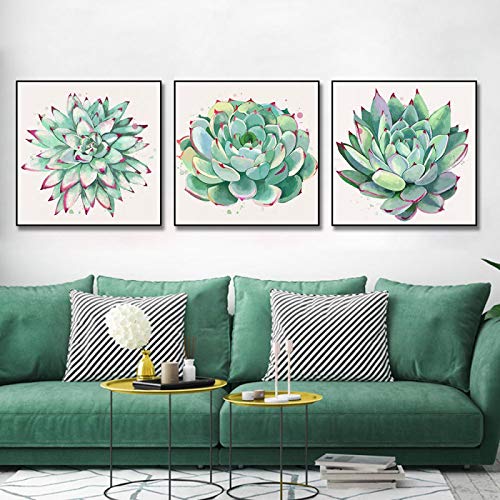 Peinture sur toile vert fleur motif abstrait, affiches paysage décoration maison 60x60