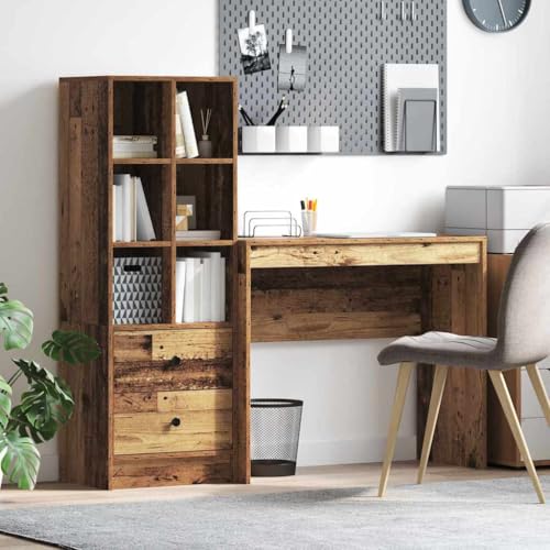 Frdhee Armario para salón, cocina, buffet, escritorio, con espacio de almacenamiento, 2 unidades, madera vieja, 90 x 40 x 76 cm, para cocina, comedor, salón, pasillo, montaje fácil