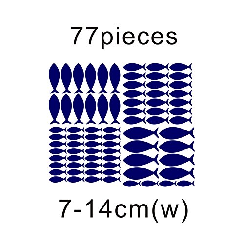 Set de 77 vinilos adhesivos peces azul miniatura 4