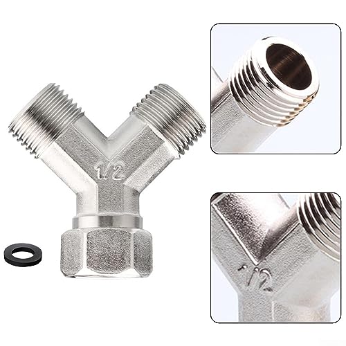 Schlauchverteiler, 1 Stück Kupfer Geschirrspüler Waschmaschine Wasserhahn Y Dual Splitter 1/2 Zoll Rohrverbinder Drei-Wege-Schlauch-Wasserhahn-Anschluss