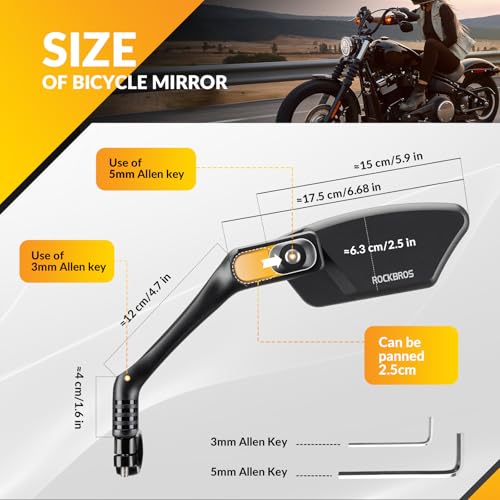 Espejo Retrovisor para Bicicleta ROCKBROS para Manubrio HD Ajustable 360° miniatura 3