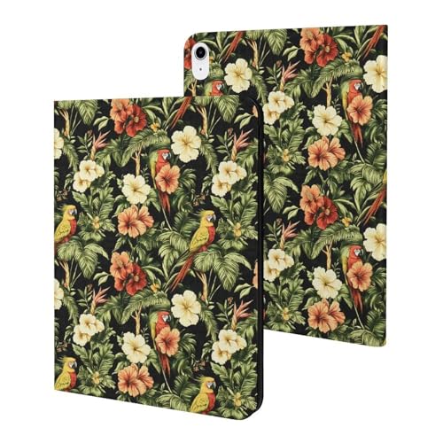 Housse iPad 10e Génération Motif Perroquet Rétro Hawaïen avec Smart Cover Magnétique
