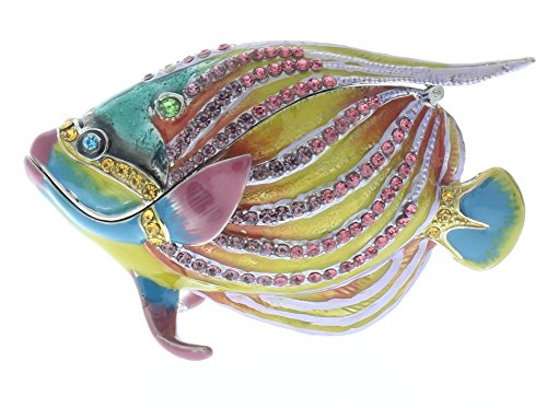 Pink Color Angel Fish Jeweled Swarovski Crystal Decorative Trinket Box #TOP27