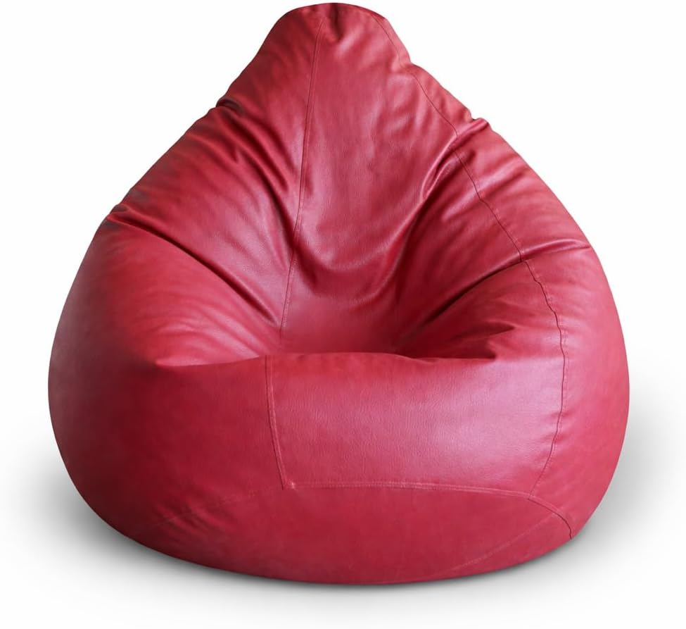 Premium Leatherette Classic Bean Bag XXL Size Maroon Color, Cover Only