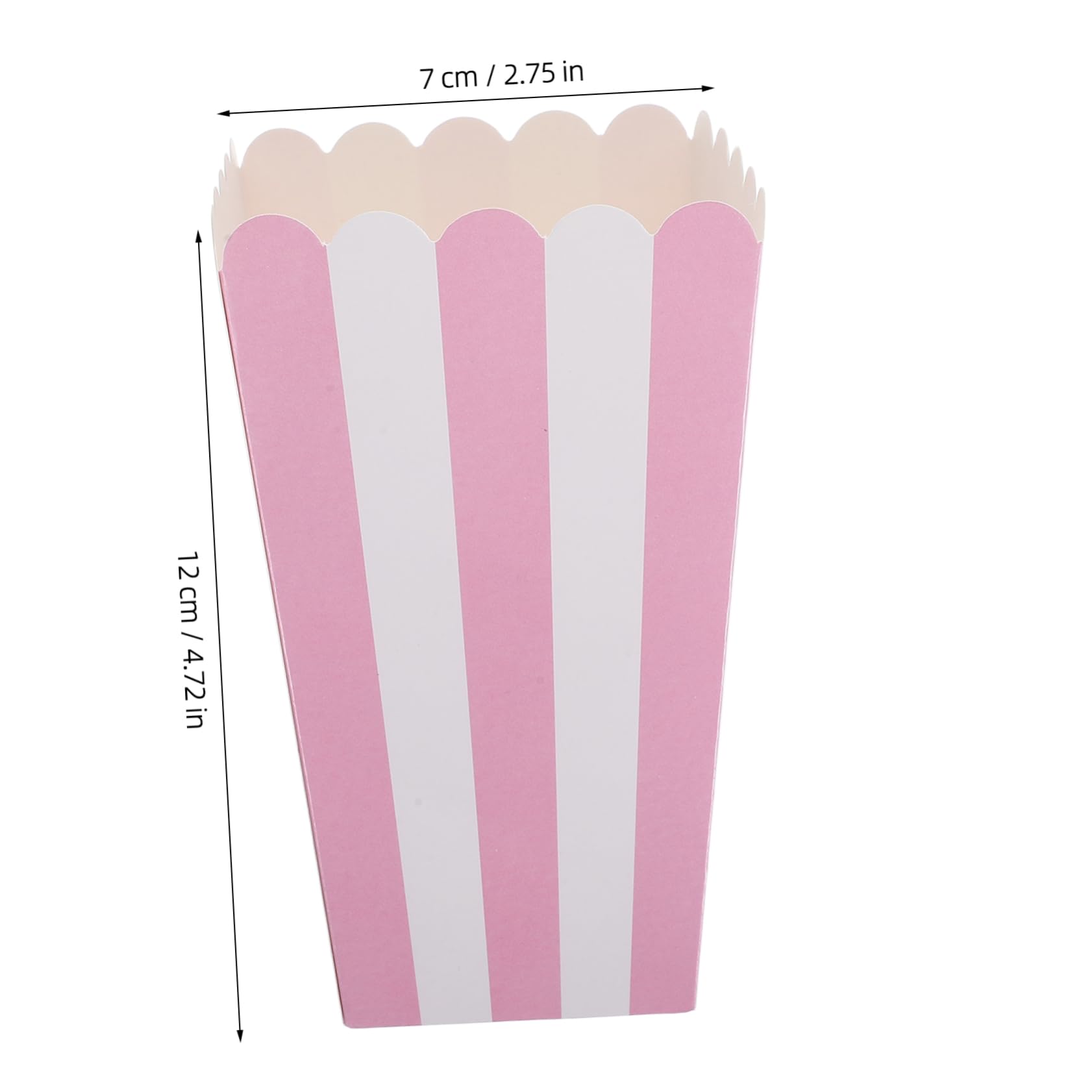Ipetboom 24pcs Mini Paper Popcorn Buckets with Striped Wavy Edges Popcorn Accessories for Parties