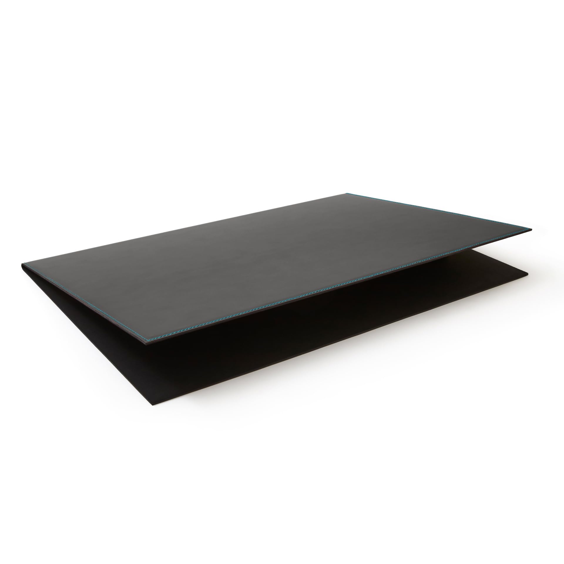 Eglooh - Gemini - rozkładana podkładka na biurko, skóra antracytowo-szara cm 50 x 35 cm - wewnętrzna część z aluminium, miękka tkanina, eleganckie szwy, niebieski w kontraście - Made in Italy