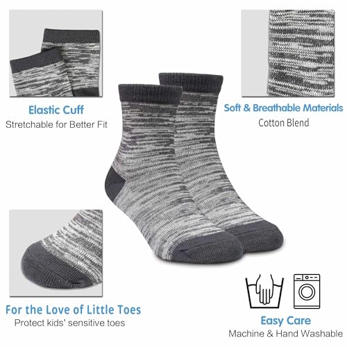 Image of Boys Socks, 12 Pairs Crew Socks for Toddler Kids Boys Girls(1-14 Years Old), Athletic Half Cushion Socks Set