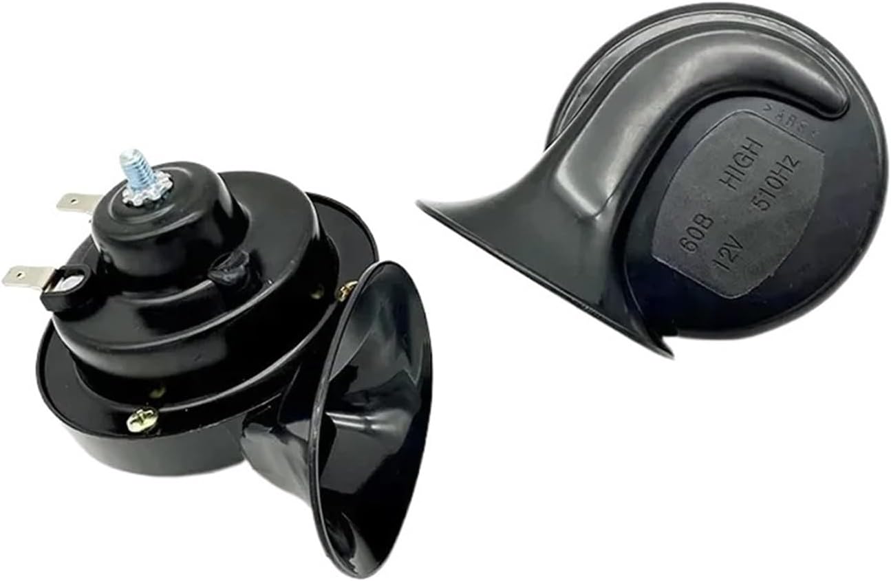 New 1Pair 60DB Electric Horn 12V Car Speaker 24V Truck High Pitched Whistle Waterproof Horns Snail Trumpet 12v Motorcycle Horn Red(12V-Black)