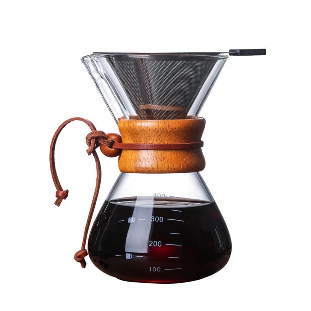 Coffee Pot 400ML Glass Coffee Pot Hand Coffee Maker Espresso Coffee Machine With Stainless Steel Filter Pot (Color : A)
