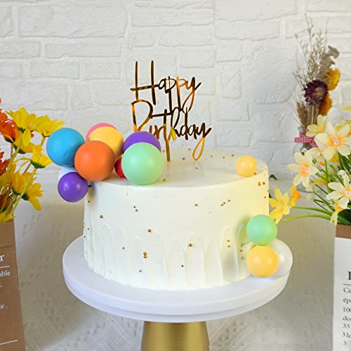 Rainbow Cake Topper Colorful Balls Cake Decorations With Happy Birthday Cake Topper For Wedding Baby Shower Birthday Party Supplies(Colorful 1) #TOP6