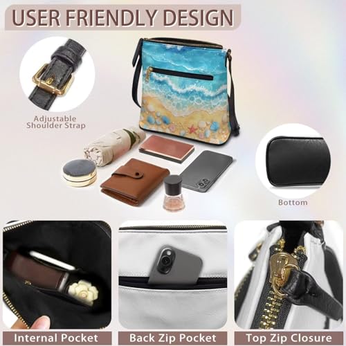 Image of Leather Purses for Women, Leather Hobo Bags for Women Travel Sling Purse Triple Zippered Pockets Shoulder Bag