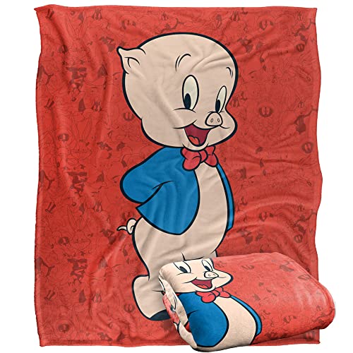 LOONEY TUNES Blanket, 152 x 127 cm, Porky Pig Character Silky Touch Super Soft Throw
