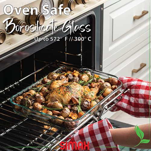 Simax Glass Roaster Baking Dish: Large Rectangular Roaster Pan For Baking And Cooking - Oven And Dishwasher Safe Cookware – 5 Quart Oven Casserole Pan #TOP3